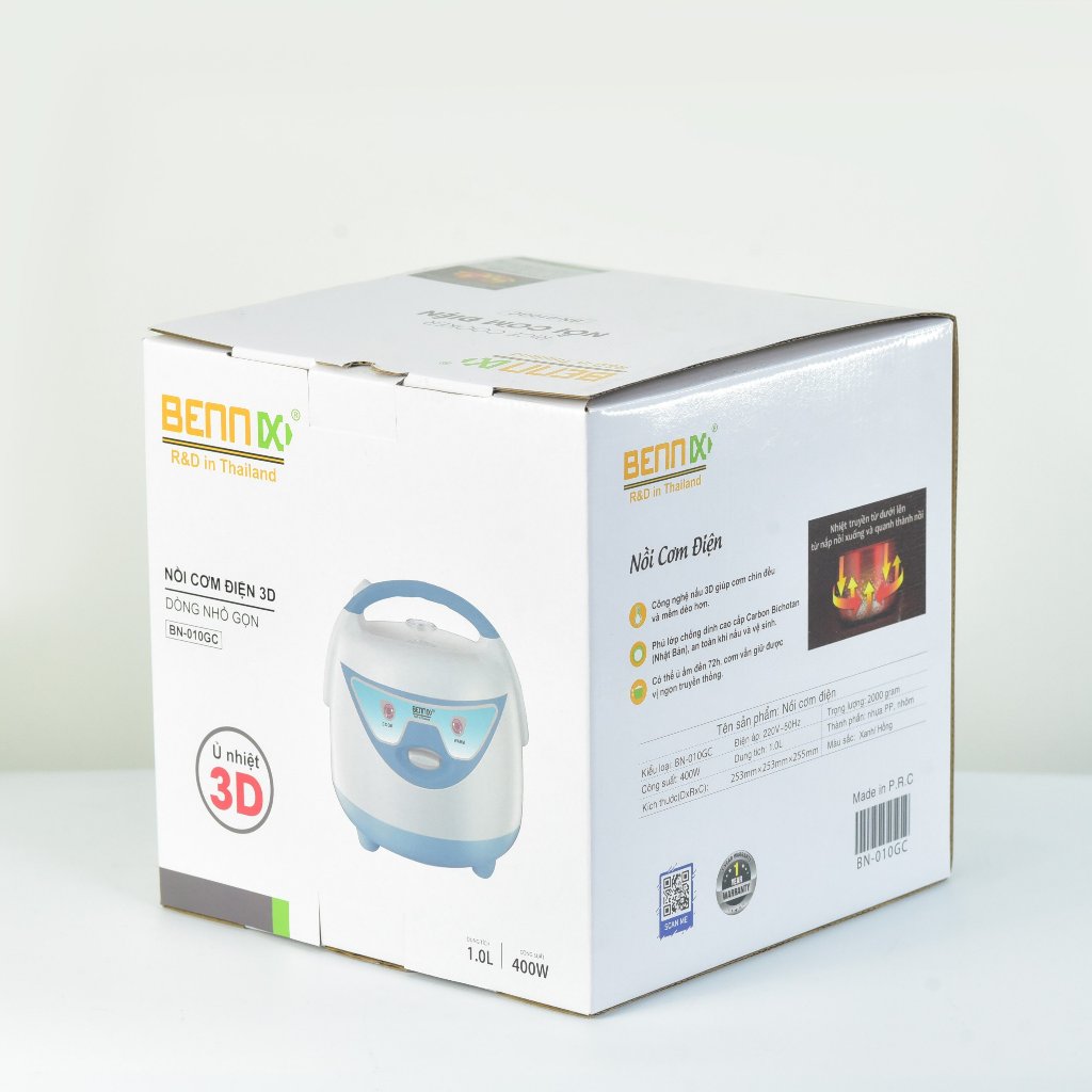 Nồi Cơm Điện Mini Bennix BN-010GC Dung Tích 1L, Bảo Hành Chính Hãng 12 Tháng