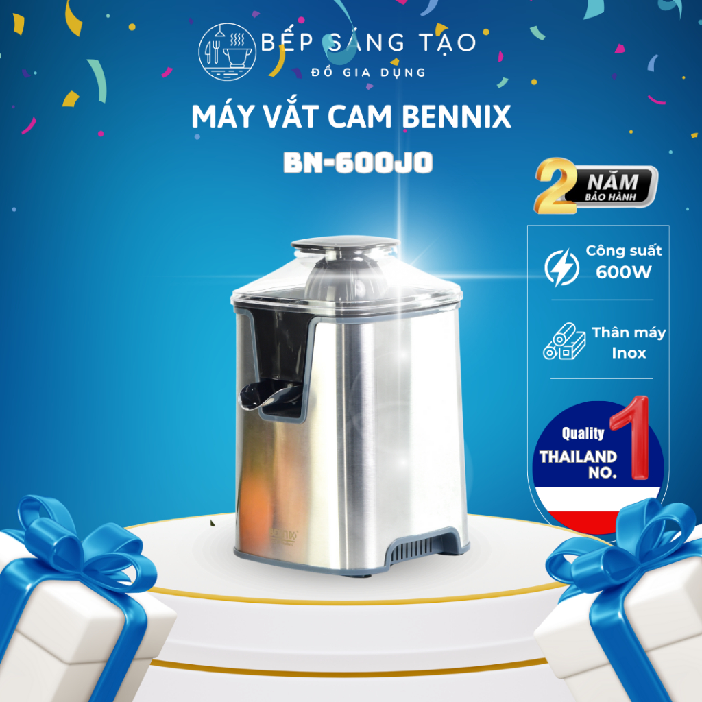 Máy vắt cam Bennix BN-600JO, công suất lớn 600W, máy khỏe, vắt êm, có vòi ra nước đóng mở