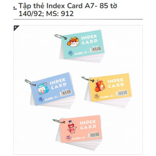 KLONG - Tập thẻ INDEX CARD / FLASHCARD, sổ ghi từ vựng Vocabulary NHIỀU SIZE A6 / A7; MS: 912 - 913 - 916 🐻🌸 flash cards