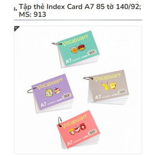 KLONG - Tập thẻ INDEX CARD / FLASHCARD, sổ ghi từ vựng Vocabulary NHIỀU SIZE A6 / A7; MS: 912 - 913 - 916 🐻🌸 flash cards