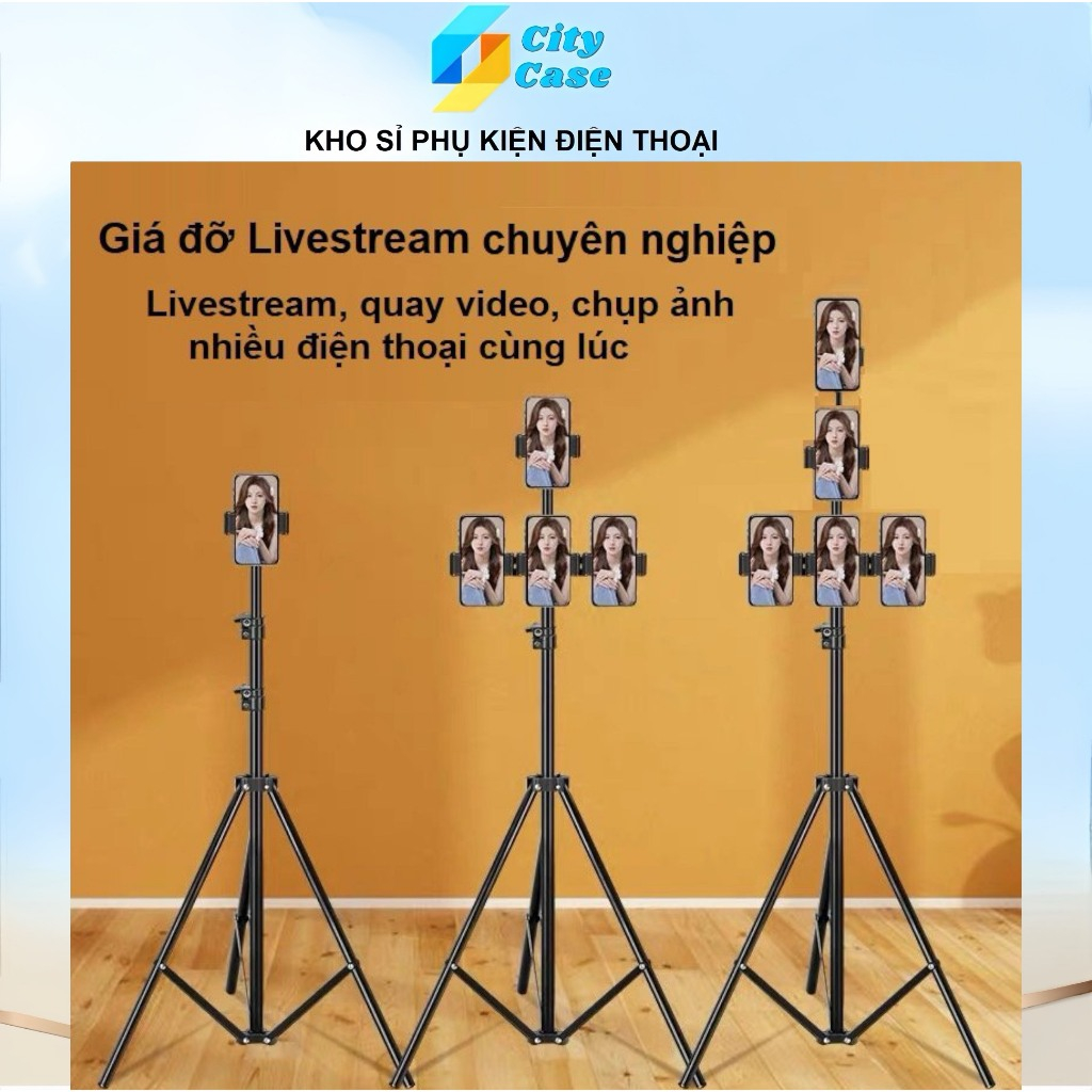Giá Đỡ CITYCASE Kẹp Nhiều Điện Thoại Livestream, Quay Phim, Chụp Ảnh Chuyên Nghiệp Cùng Lúc, Đầu Kẹp Chắc Chắn