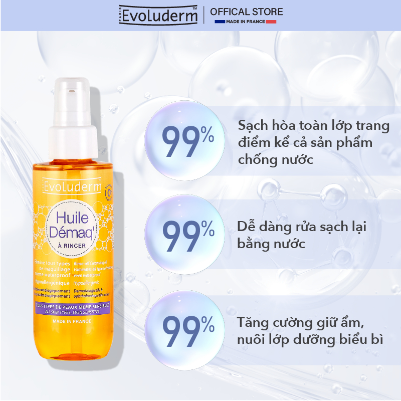 [HSD:8.2026] Dầu Tẩy Trang Tinh Dầu Hạnh Nhân Evoluderm Làm Sạch Sâu, Dưỡng Ẩm, Chống Lão Hóa Almond Cleansing Oil 150g