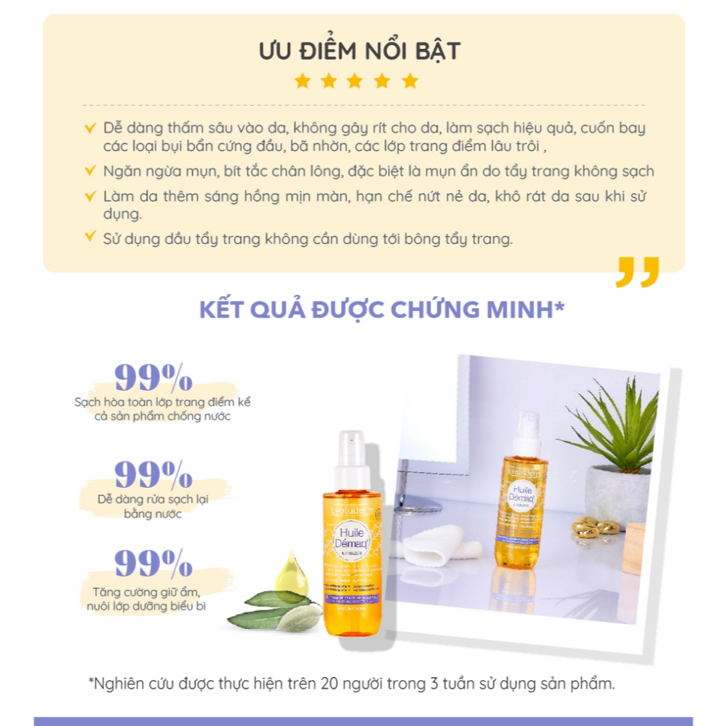 [HSD:8.2026] Dầu Tẩy Trang Tinh Dầu Hạnh Nhân Evoluderm Làm Sạch Sâu, Dưỡng Ẩm, Chống Lão Hóa Almond Cleansing Oil 150g