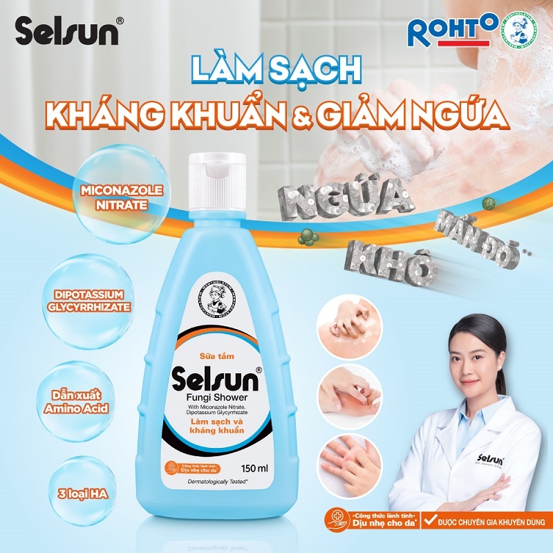 Ảnh Sữa tắm làm sạch, kháng khuẩn và giảm ngứa Selsun Fungi Shower 150ml 4