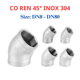 Co ren trong 45 độ Inox 304 DN8 - DN32 (phi 13mm - 42mm)