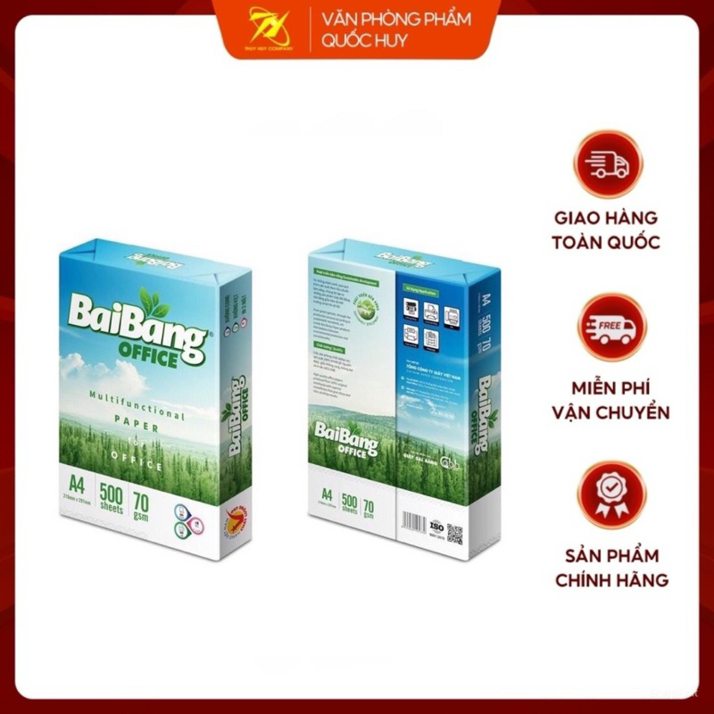GIẤY IN A4 OFFICE BÃI BẰNG . ĐỘ TRẮNG 84 ĐỊNH LƯỢNG 70 . SỐ LƯỢNG 500 TỜ- VPP QUỐC HUY