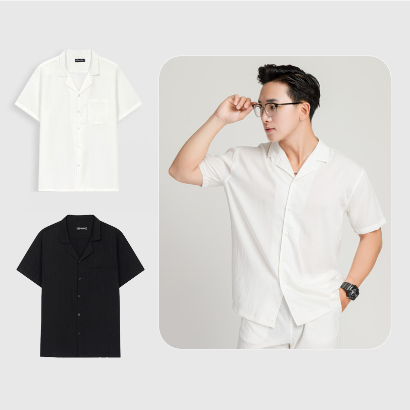 Áo Đũi Nam Vải Đẹp Cổ Trụ Tay Ngắn Phong Cách Hàn Quốc Xu Hướng HALLEY A6