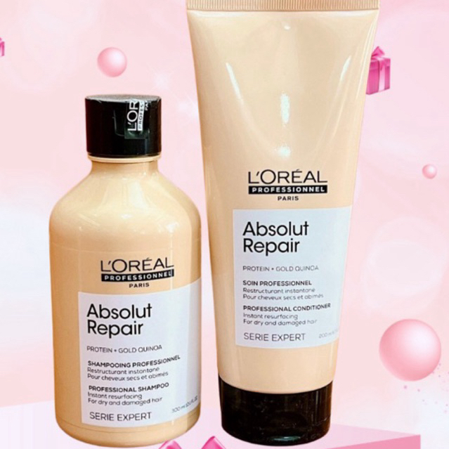 [Loreal] Bộ dầu gội xả phục hồi toàn diện L'oreal Professionel Absolut Repair Vàng
