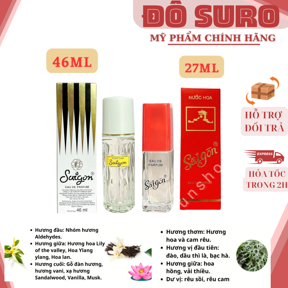 Nước hoa Sài Gòn trắng (sọc) và sài gòn đỏ chính hãng 27ml,46ml