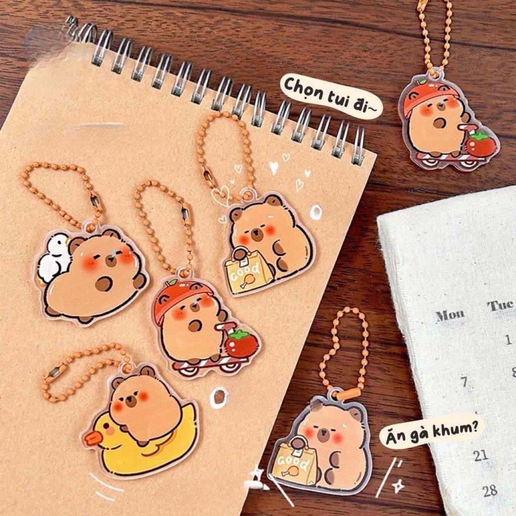 [🔥XƯỞNG SALE SẬP SÀN🔥] Móc Khoá Nhựa Acrylic CAPYBARA Treo Ba lô Túi Xách Móc Chìa Khoá M14