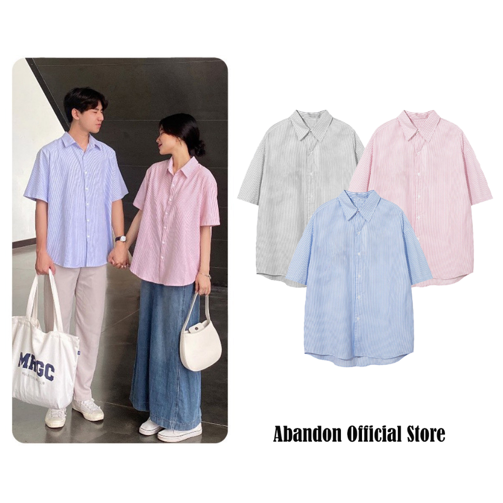 Áo Sơ Mi Kẻ Sọc Nam Nữ Unisex Ngắn Tay Chất Liệu Oxford Dày Dặn Oversized Local Brand HALLEY A8