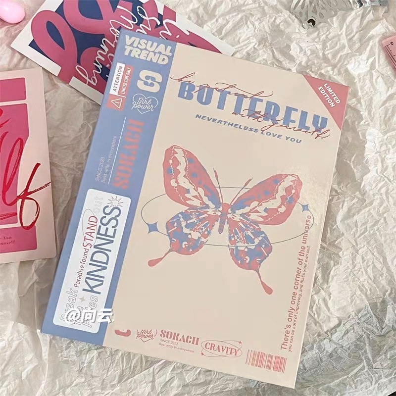 Binder A5 Mẫu butterfly Hồng,Trắng/ Album Ảnh Bìa Cứng đựng card ...