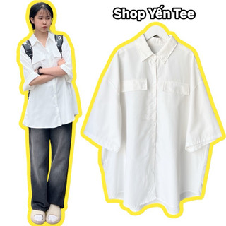 Áo sơ mi 2 túi nắp màu trắng cộc tay chất mát #016