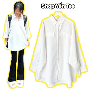Áo sơ mi 2 túi dài tay from rộng chất mát Yến Tee , mặc đi học , đi chơi , thiết kế dáng rộng dễ phối đồ