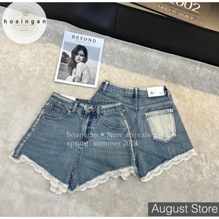 Quần Sooc Jean Nữ Viền Ren Lưng Cạp Cao Basic Xinh Xắn QCCC Cao Cấp