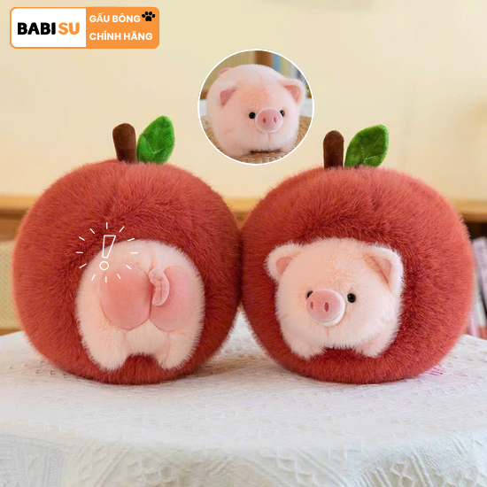 Gấu Bông Heo Hồng Táo Đỏ Gấu Bông Quả Táo Lơn Hồng 2 in 1 Dễ Thương Chất Liệu Vải Lông Cao Cấp Thiết Kế Mới Lạ Độc Đáo