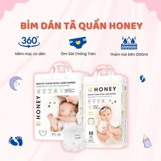 Bỉm Tã Honey Tơ Tằm Mềm Mại Co Giãn 360 Độ Ôm Sát Chống Tràn Thấm Hút Đến 1200ml