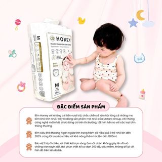 Bỉm Tã Honey Tơ Tằm Mềm Mại Co Giãn 360 Độ Ôm Sát Chống Tràn Thấm Hút Đến 1200ml