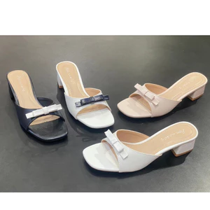 DÉP GUỐC QUAI NGANG ANNMODELS GÓT VUÔNG 3P PHỐI NƠ THỜI TRANG 3 MÀU ĐƠN GIẢN_G3F031PHOINO