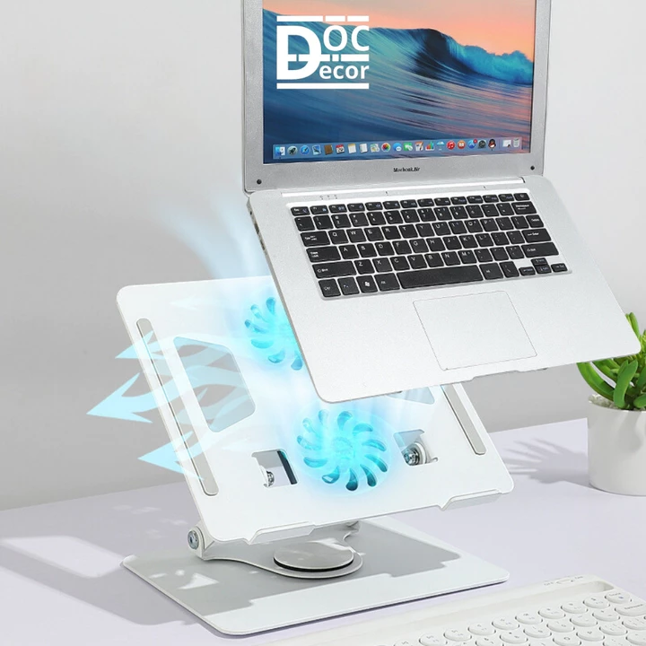 Giá kê laptop tản nhiệt siêu mát xoay 360 độ khung hợp kim cao cấp, đế tản nhiệt laptop