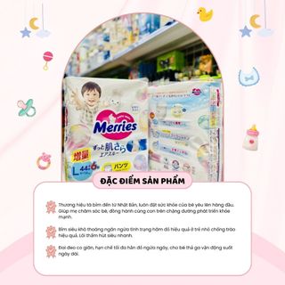 Tã Bỉm Quần MERRIES Cộng Miếng Chuẩn Nội Địa Nhật Bản Siêu Thoáng Mát Thấm Hút Nhanh Chất Lỏng