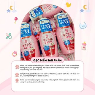 Nước Rửa Bình Sữa Chuyên Dụng Arau Baby Chính Hãng Nhật Nhanh Chóng Tiện Lợi Túi 450ml/Chai 500ml