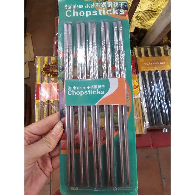 Set 10 đôi Đũa phíp, đũa dừa, đũa inox, đũa tre