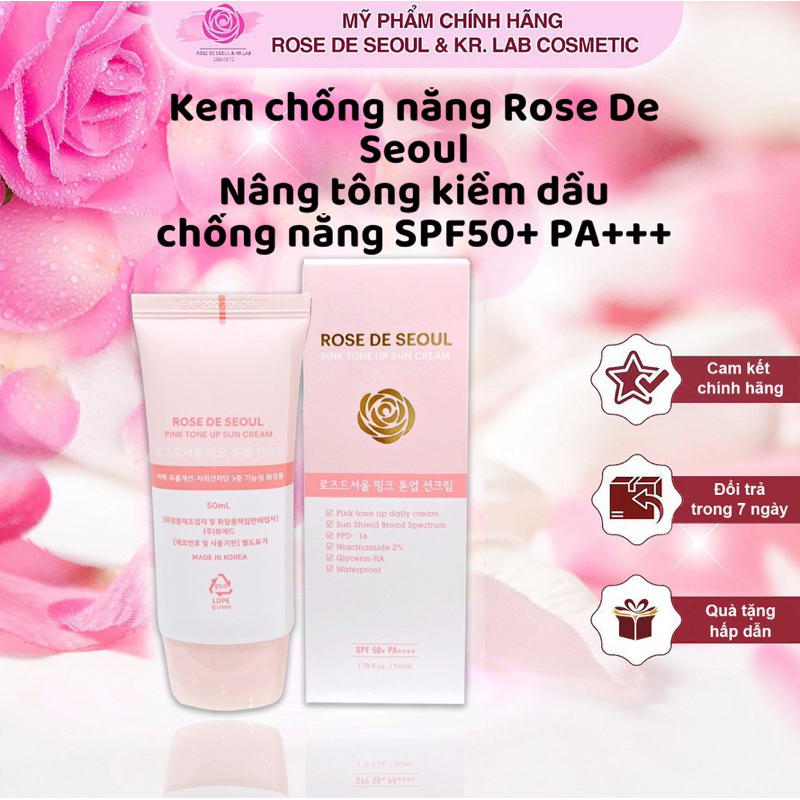 Kem chống nắng rose de seoul pink tone up sun cream 50ml hạn 2028 5 IS475