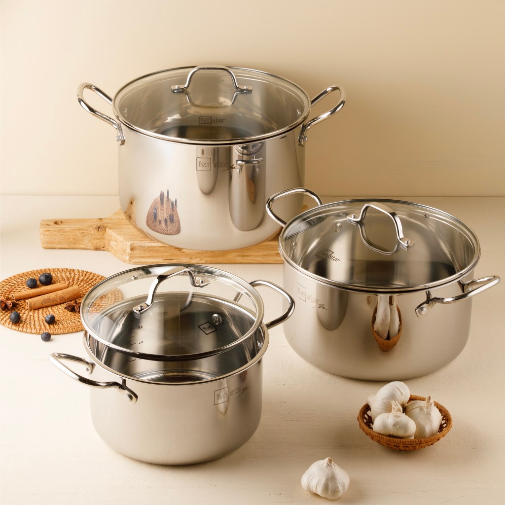 Ảnh Nồi Inox 304 3 lớp đáy liền khối cao cấp Fivestar Plus 18cm | 20cm | 22cm | 24cm | 26cm | 28cm , dùng được mọi bếp 2