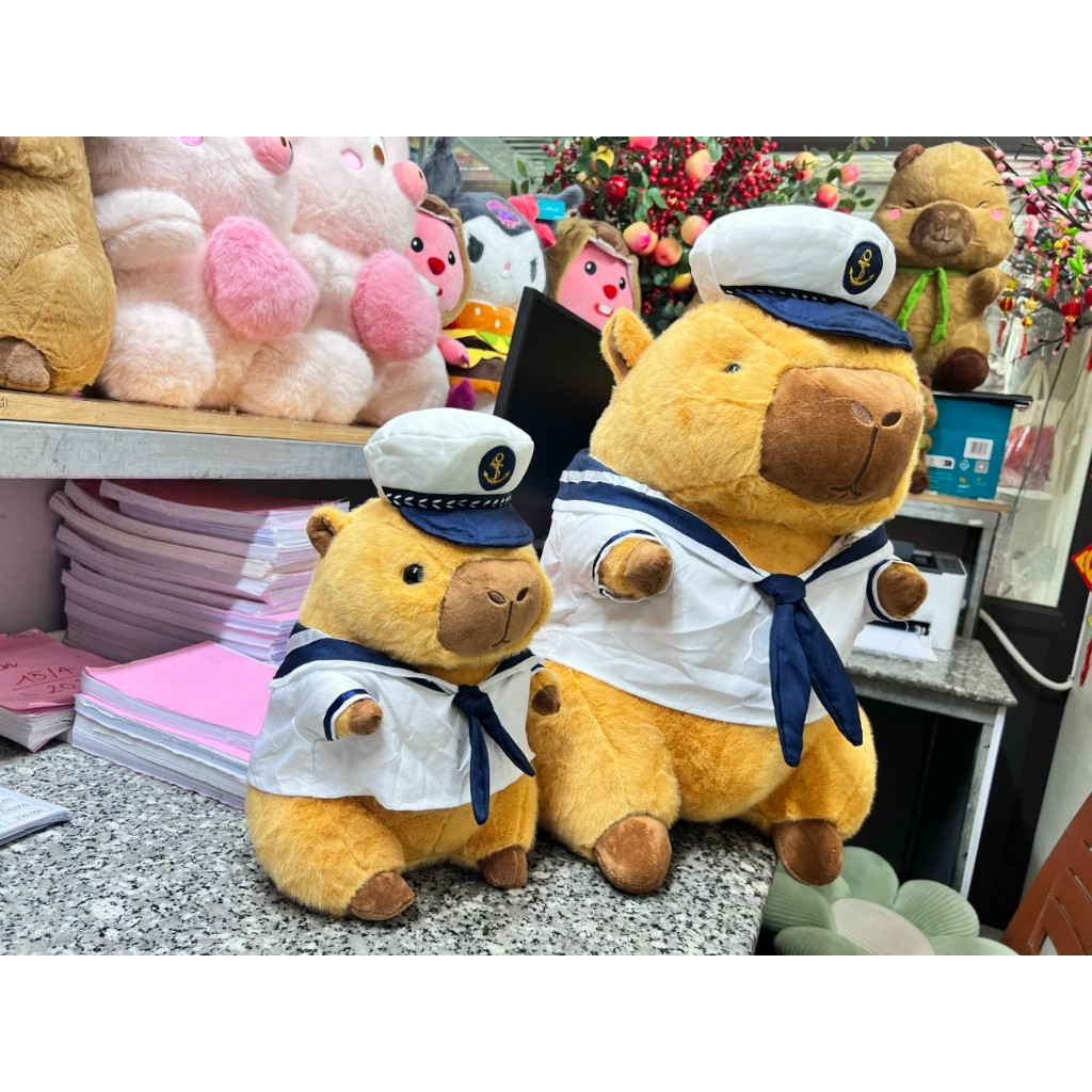 Gấu Bông Capybara Hải Quân Gấu Bông Hải Quân Cabybara Đáng Yêu Thiết Kế Áo Có Thể Tháo Rời Chất Liệu Lông Thỏ Mềm Mại
