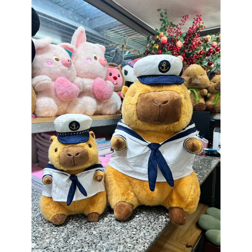 Gấu Bông Capybara Hải Quân Gấu Bông Hải Quân Cabybara Đáng Yêu Thiết Kế Áo Có Thể Tháo Rời Chất Liệu Lông Thỏ Mềm Mại
