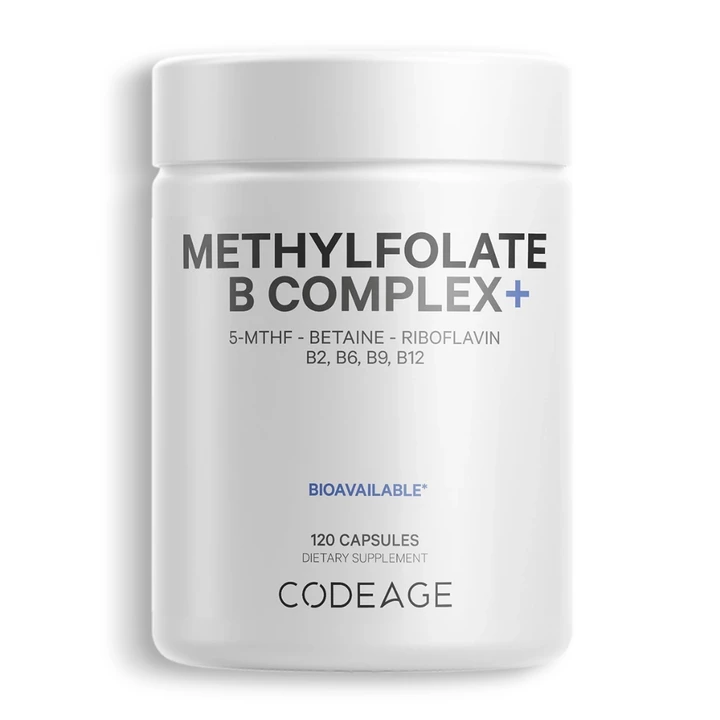 Viên Uống Bổ Sung Vitamin B Codeage Methylfolate B Complex Giúp Bổ Não, Bổ Tim (Chai 120 Viên)