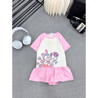 Đồ bơi cho bé gái kuromi-thỏ hồng sz 12-40kg, bikini cho bé gái liền thân giả váy