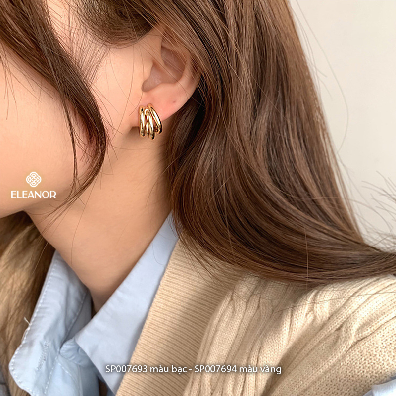 Bông tai nữ chuôi bạc 925 Eleanor Accessories viền cong basic phụ kiện trang sức khuyên tai 7693