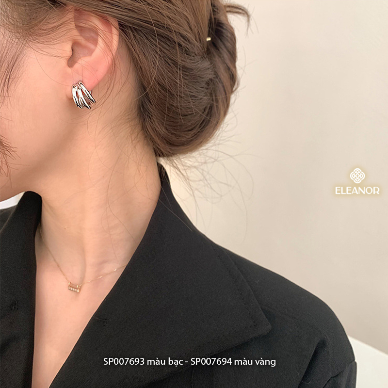 Bông tai nữ chuôi bạc 925 Eleanor Accessories viền cong basic phụ kiện trang sức khuyên tai 7693