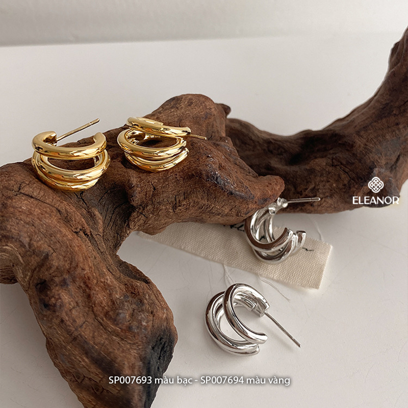 Bông tai nữ chuôi bạc 925 Eleanor Accessories viền cong basic phụ kiện trang sức khuyên tai 7693