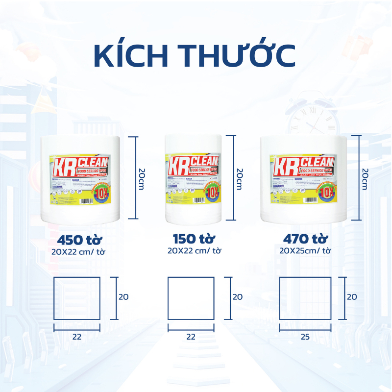 Cuộn khăn giấy thấm thực phẩm KRCLEAN size 20x22cm - Khăn bảo quản rau củ, lau thịt cá, siêu thấm đa năng | BigBuy360 - bigbuy360.vn