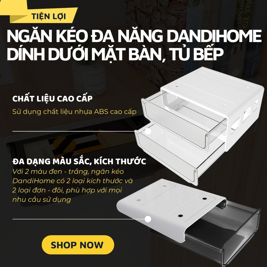 Ảnh Ngăn kéo đa năng DandiHome dán dưới mặt bàn làm việc và tủ bếp 2
