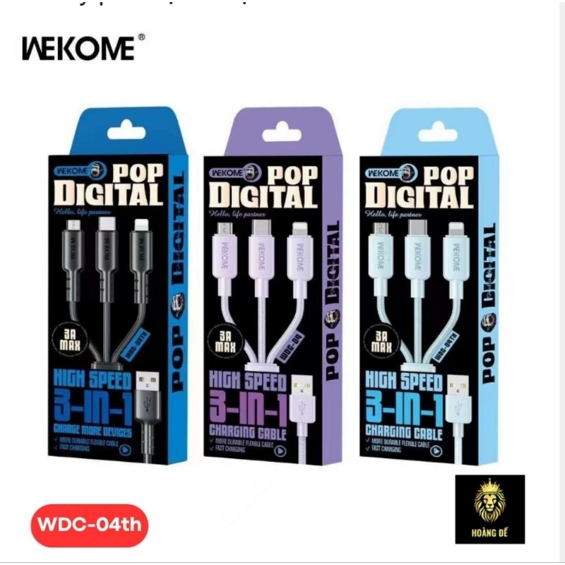 Bộ Cáp Sạc 3 Đầu Sạc Siêu Nhanh wekcom/thànhlongshop | Shopee Việt Nam