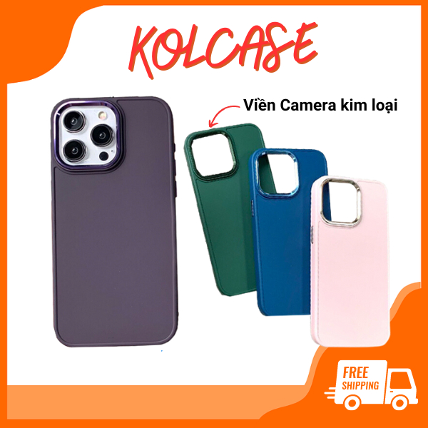 Ốp lưng iPhone cạnh phối viền camera kim loại theo màu điện thoại P28 -  Cho điện thoại iPh X 11 12 13 14 KOLEAD