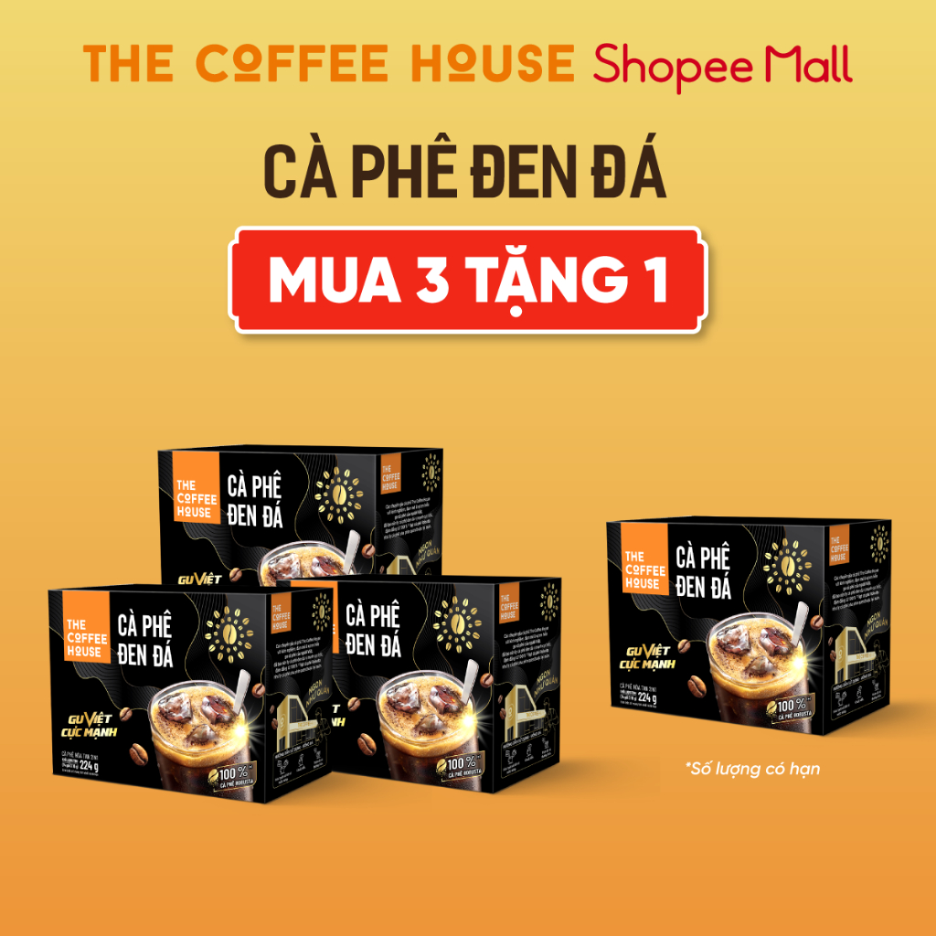 [Combo 3 Tặng 1] Hộp cà phê đen đá The Coffee House (Hộp 14 gói x 16 g ...