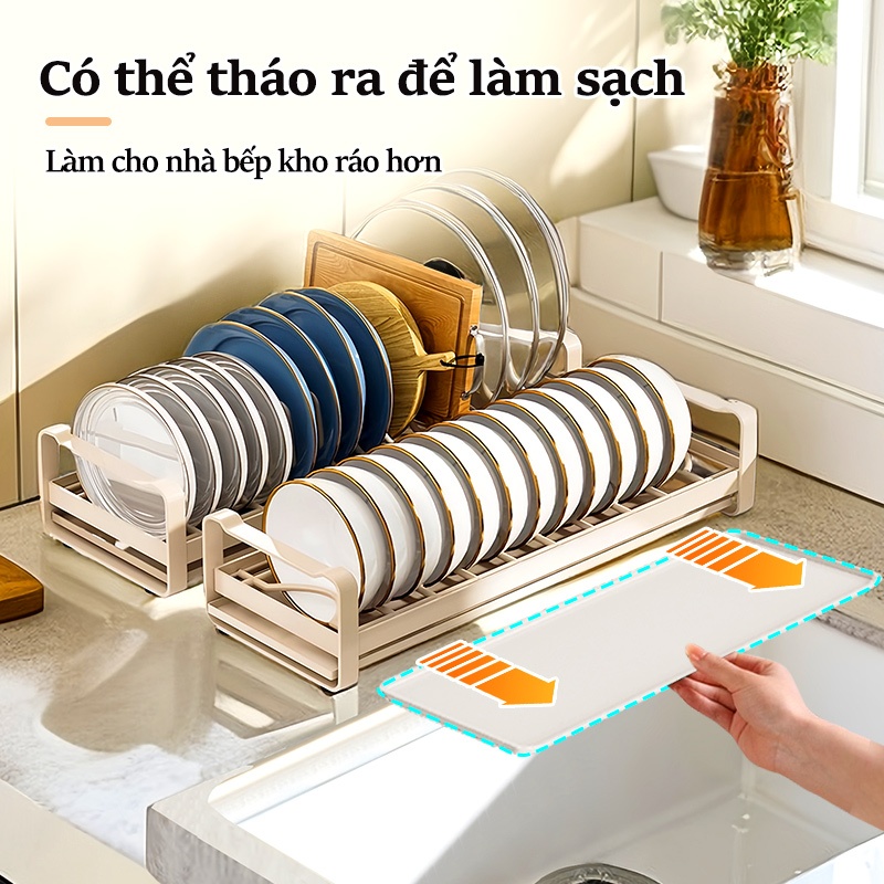 Lifinity Kệ Bát Đĩa Thép Carbon-Kệ Nhà Bếp Có Khay Hứng Nước, Có Thể Dùng Kèm Giỏ Kéo