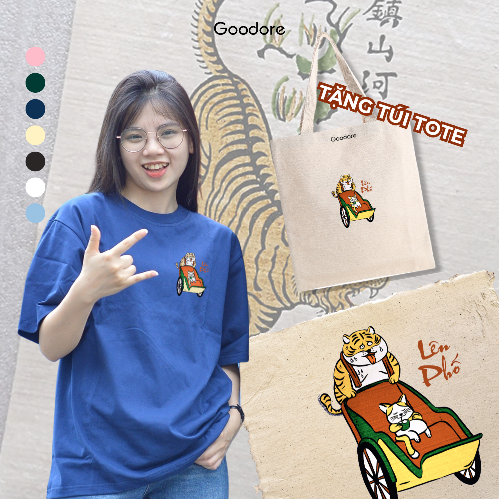 Áo thun Oversize unisex nam nữ Goodore BST Đông Hồ Street mẫu Lên Phố mini chất liệu cotton 230gsm thoáng mát năng động