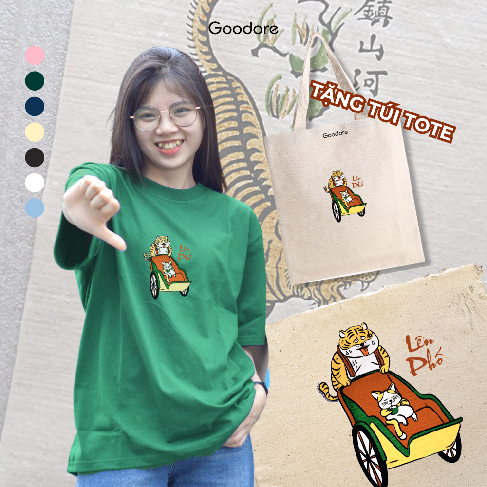 Áo thun Oversize unisex nam nữ Goodore BST Đông Hồ Street mẫu Lên Phố chất liệu cotton 230gsm thoáng mát năng động