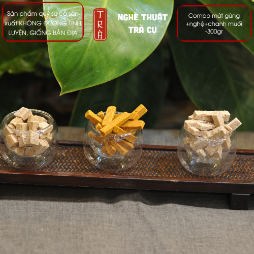 Combo 300gr mứt gừng thẻ + mứt nghệ +gừng viên chanh muối, dùng đường phèn và nguyên liệu bản địa