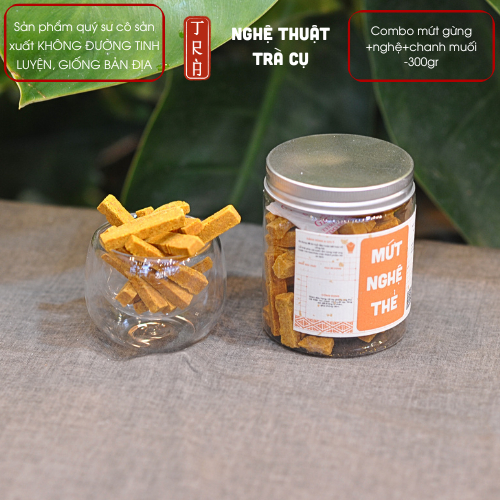 Combo 300gr mứt gừng thẻ + mứt nghệ +gừng viên chanh muối, dùng đường phèn và nguyên liệu bản địa