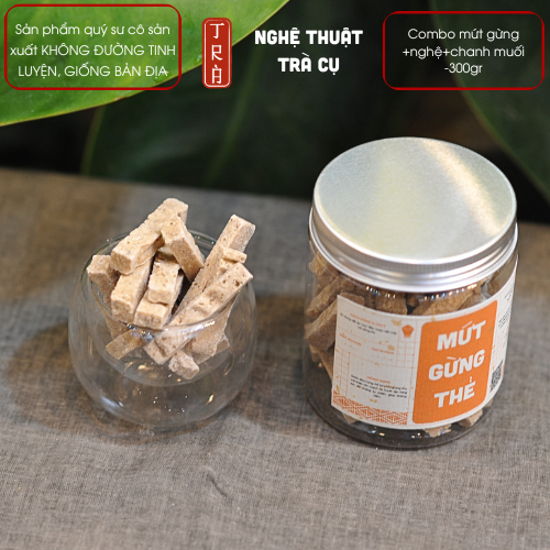 Combo 300gr mứt gừng thẻ + mứt nghệ +gừng viên chanh muối, dùng đường phèn và nguyên liệu bản địa