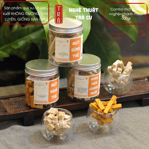 Combo 300gr mứt gừng thẻ + mứt nghệ +gừng viên chanh muối, dùng đường phèn và nguyên liệu bản địa