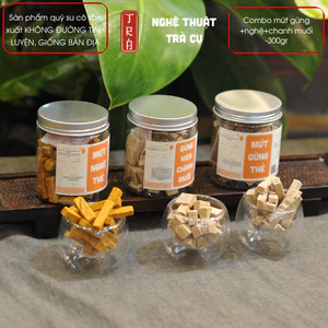 Combo 300gr mứt gừng thẻ + mứt nghệ +gừng viên chanh muối, dùng đường phèn và nguyên liệu bản địa