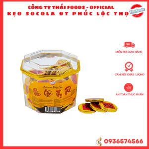 Kẹo socola đồng tiền Phúc Lộc Thọ Tài đỏ lọ 50c, thùng 12 lọ, bánh kẹo đi lễ